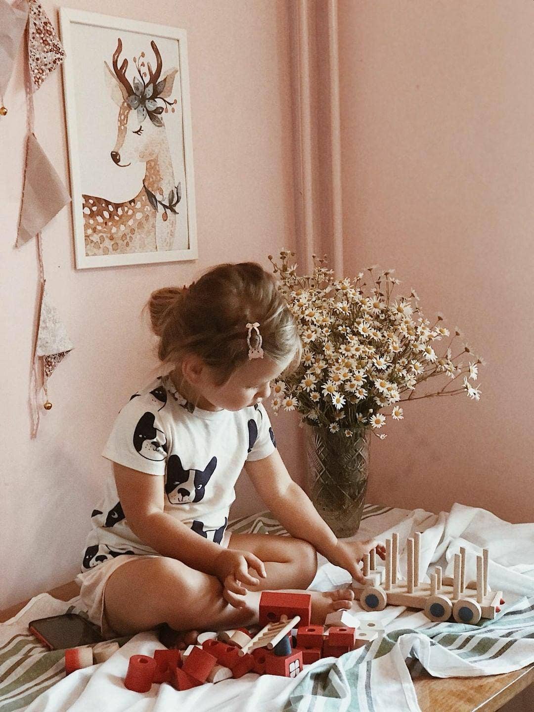 Brannbil med Stiger – Håndlaget Treleke med Fargerike Blokker